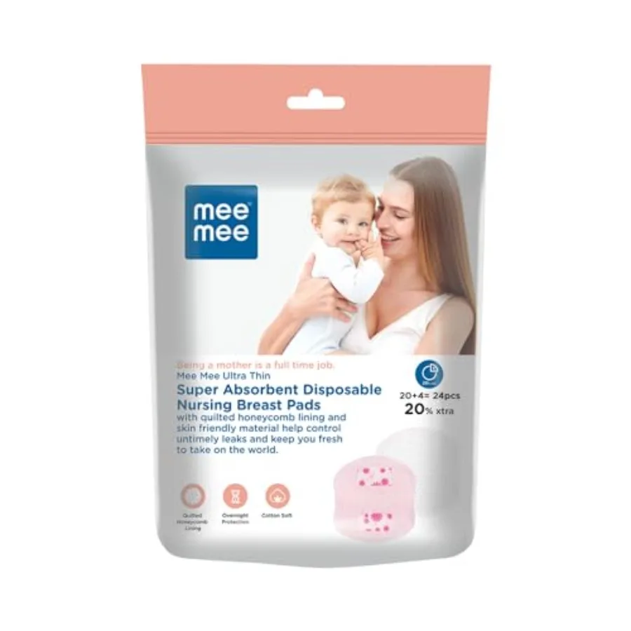 

Mee Mee Ultra Thin Super Absorbent Disposable Nursing/Maternity Breast Feeding/Breast Pads 24 Pads New Resealable Pack