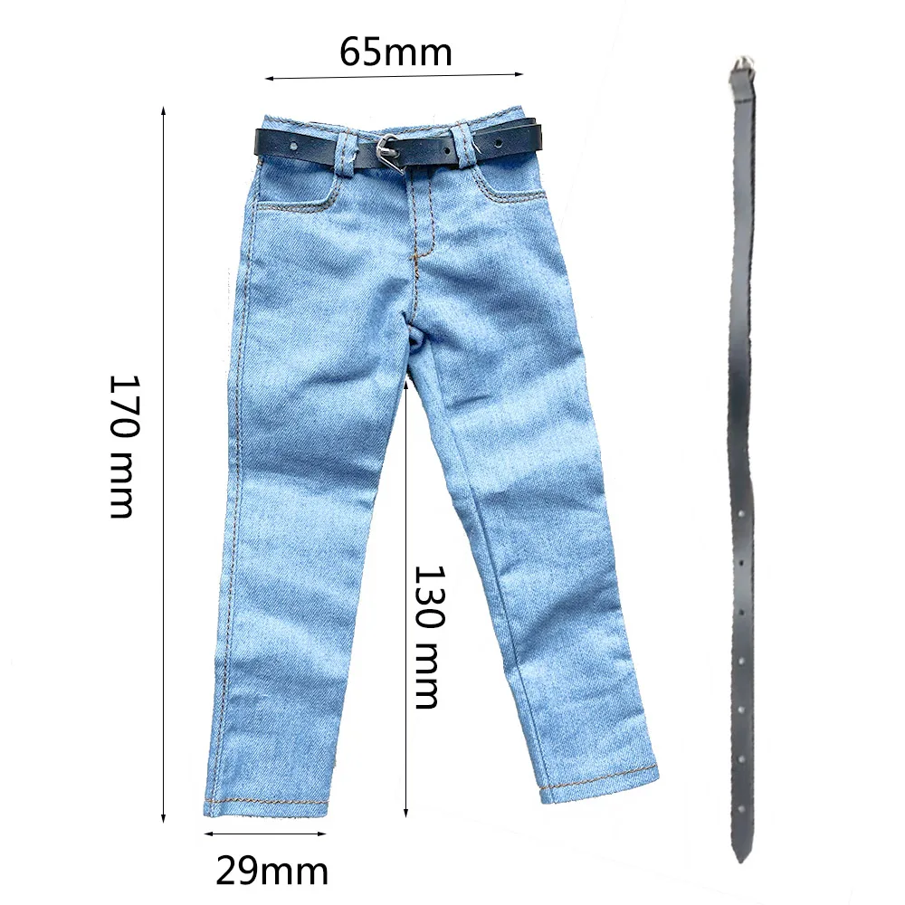 1/6 Scale Soldier Classic Slim Denim Pants Jeans & Belt Model For 12 Inch Male Action Figure Body Dolls Toy Clothing Accessories