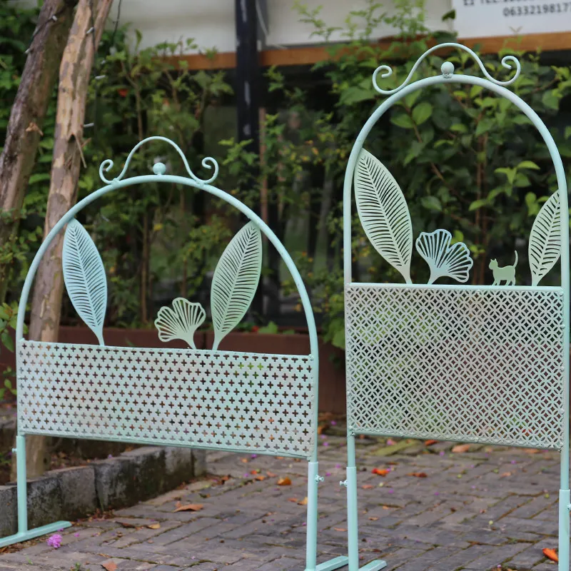 Wrought iron flower arrangement fence fence ins outdoor courtyard Japanese garden balcony decorative flower stand climbing vine