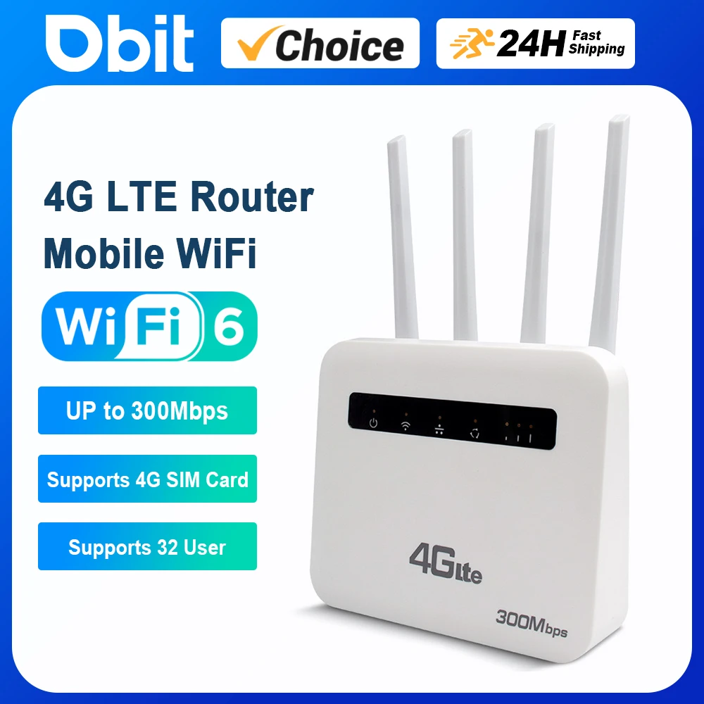 WiFi 6 LTE WiFi Router With 4G SIM Card Slot WiFi Modem 300Mbps Four Antenna Booster Power Signal Mobile WiFi Router for Europe