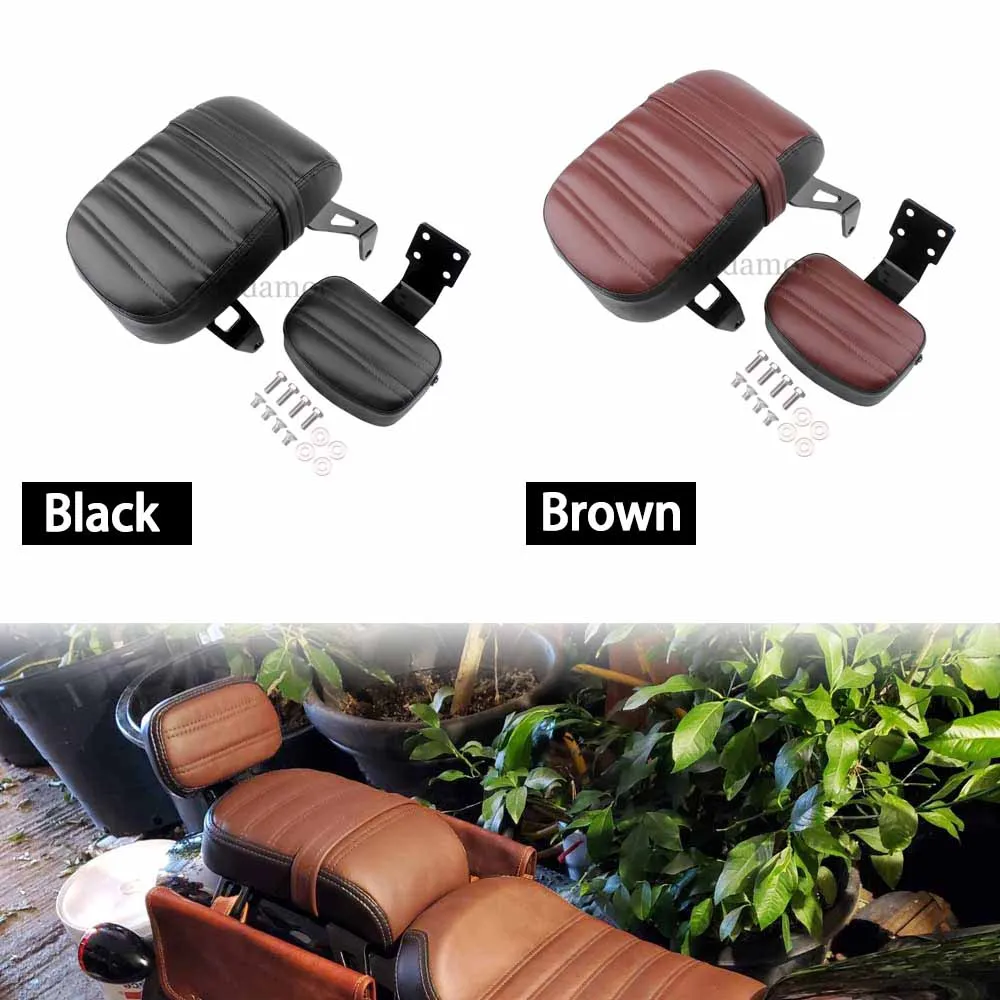 Motorcycle Passenger Seat With Backrest Black/Brown Leather Accessories For Indian Scout Bobber Twenty 2020 2021 2022 2023 2024