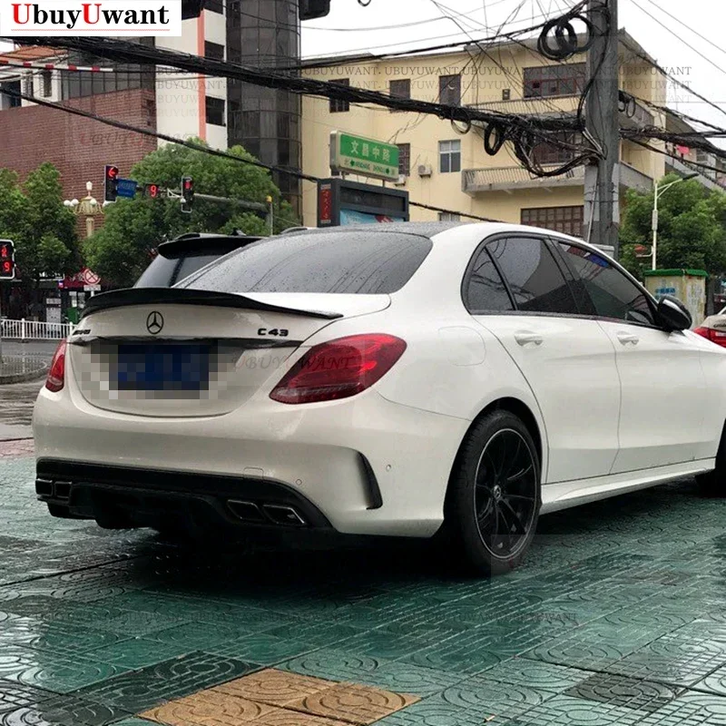 UBUYUWANT For Benz C Class W205 Spoiler  C63 C180 C200 C250 C260 2014--2020 Year Sedan Glossy Black Real Carbon Fiber Rear Wing