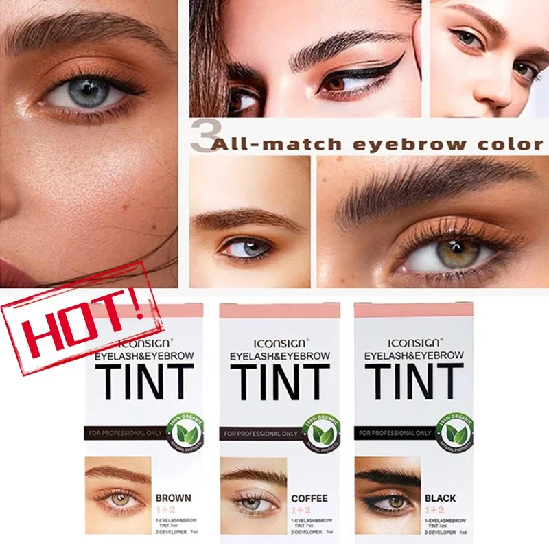 3色のまつげ眉毛染料ティントキット、長持ちする速乾性ティントブロウ染料ジェル、眉毛クリーム、眉エンハンサー、マスカラメイクツール、新商品