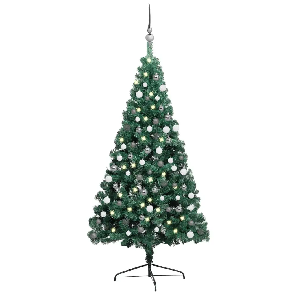 

Artificial Half Christmas Tree Vertical Space Saver Festive Holiday Decor Home Decoration Green Faux Pine Tree