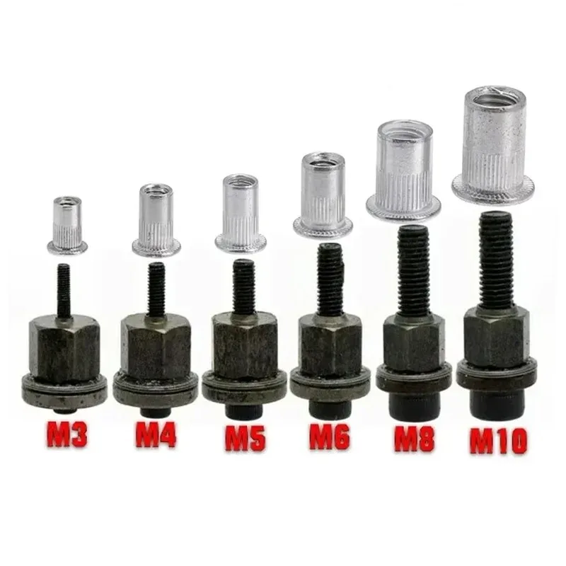 M3/4/5/6/8/10 Stainless Steel Threaded Rivet Nuts Hand Rivet Nut Gun Head Manual Riveter Nut Tool Electric Riveting Adapter Hand