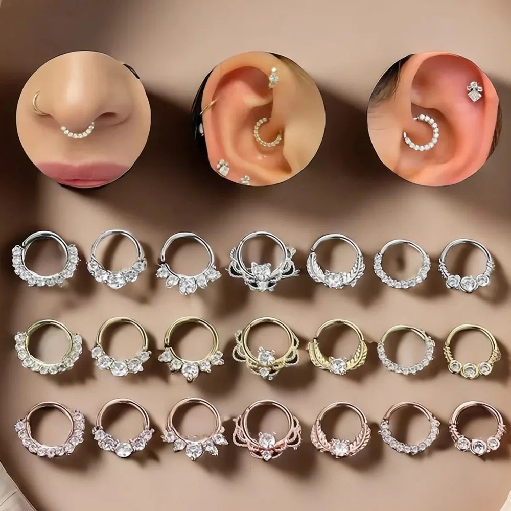 

Gold Color Nose Rings for Women Punk Gothic Micro-set Zircon Cartilage Daith Earrings Septum Ring Body Ear Piercing Jewelry
