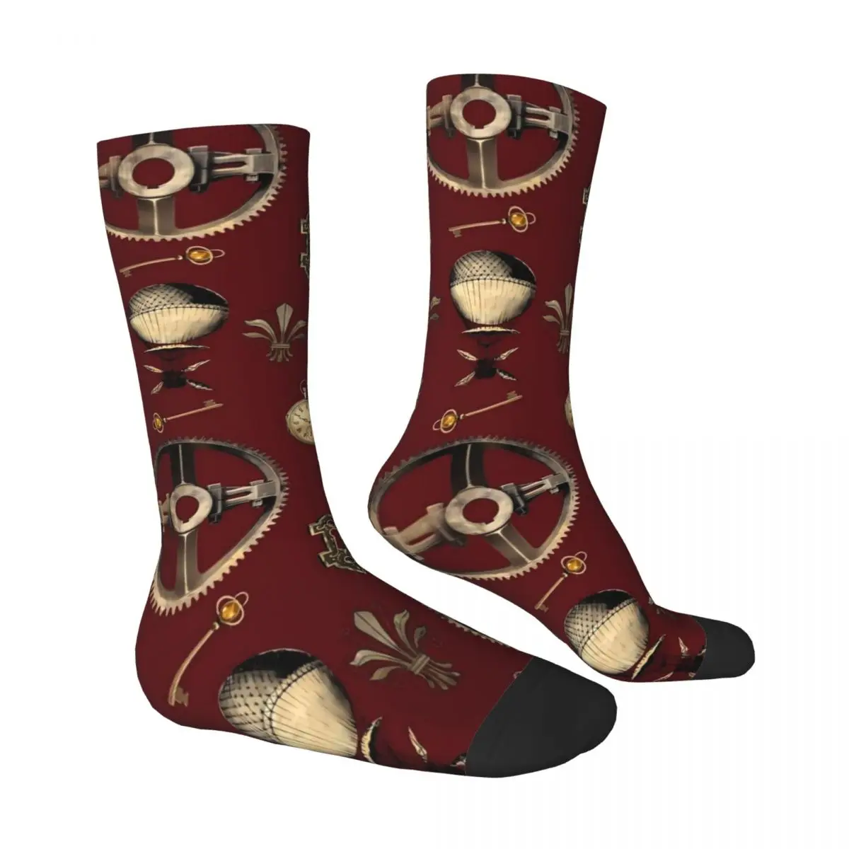 Steampunk Socks Gear And Watch Print Vintage Stockings Women Men Comfortable Climbing Socks Winter Graphic Non Skid Socks