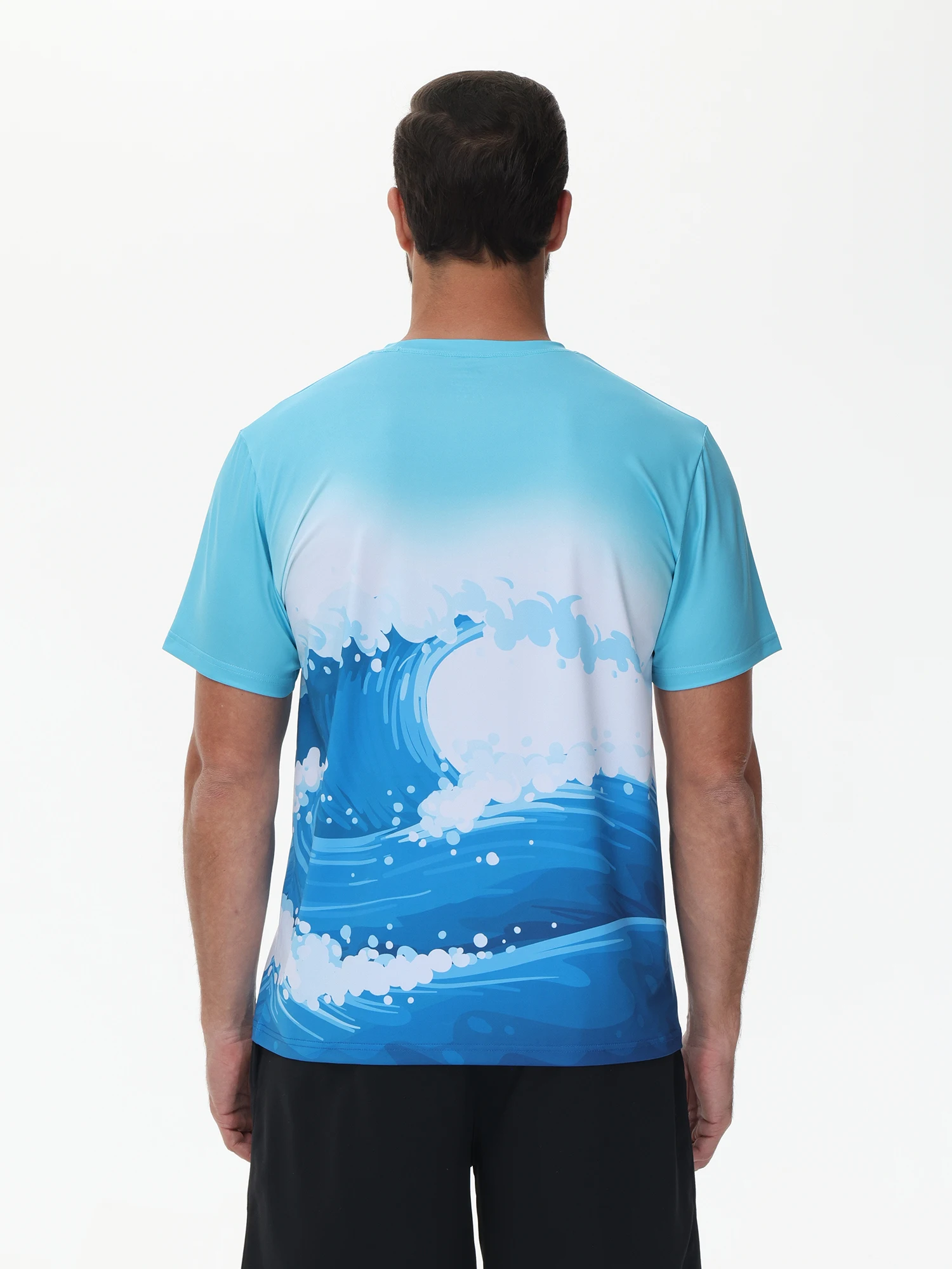 Summer Printed Beach Shirt Swimming T-shirt Quick-dry UPF 50+ Short Sleeve for Swimming Board Sports Breathable Top
