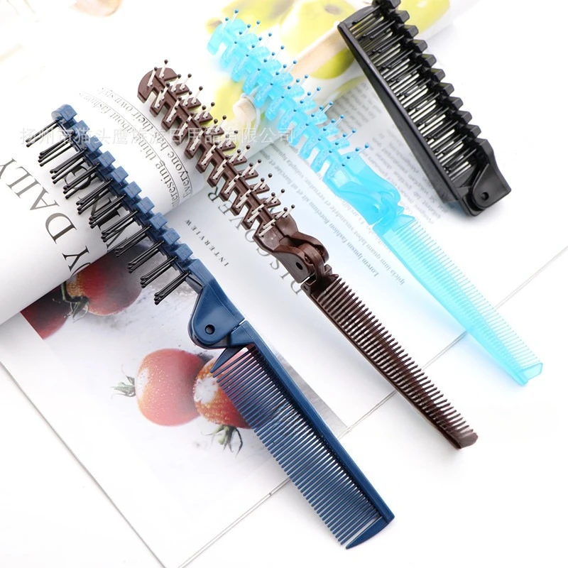 Portable Foldable Comb: Small Compact Hairbrush for Travel, Dual-Use Curling Massage Detangling Anti-Static