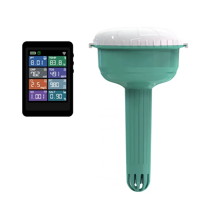 Online Pool Water Monitor Tuya WiFi Floating Water Quality Tester Smart 8 in 1 PH Chlorine EC TDS Salt S.G ORP TEMP Detector