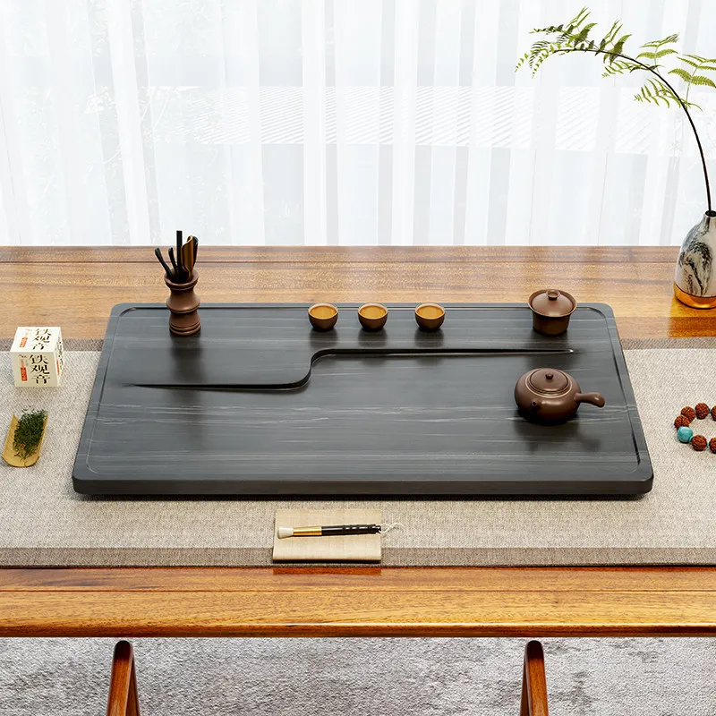 

Rectangle Black Tea Tray Desk Table Office Wooden Decorative Ceremony Tea Tray Trinket Hospitality Bandejas Home Decorationgs