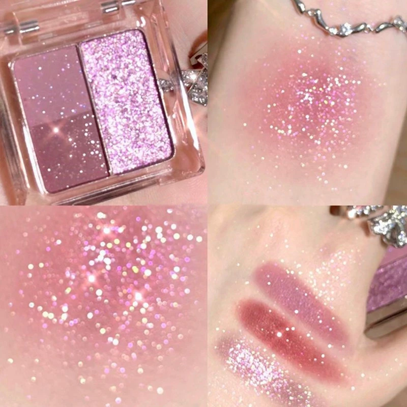 Paleta de sombra de ojos morada brillante con resaltador nacarado brillante Kit de cosméticos de maquillaje de ojos brillante monocromático 2025