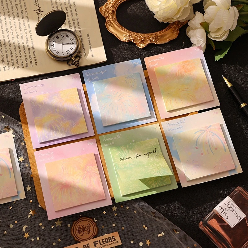 180PCS Flame Color Paper Sticky Note Creative Fireworks Convenience Sticker Adhesive Elementary School Students' Handbooks