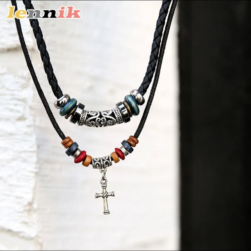 LENNIK New Anchor Necklace, Men's Vintage Trendy Pendant Collarbone Chain,Korean Japanese Style,Student Couple Jewelry,Best Gift