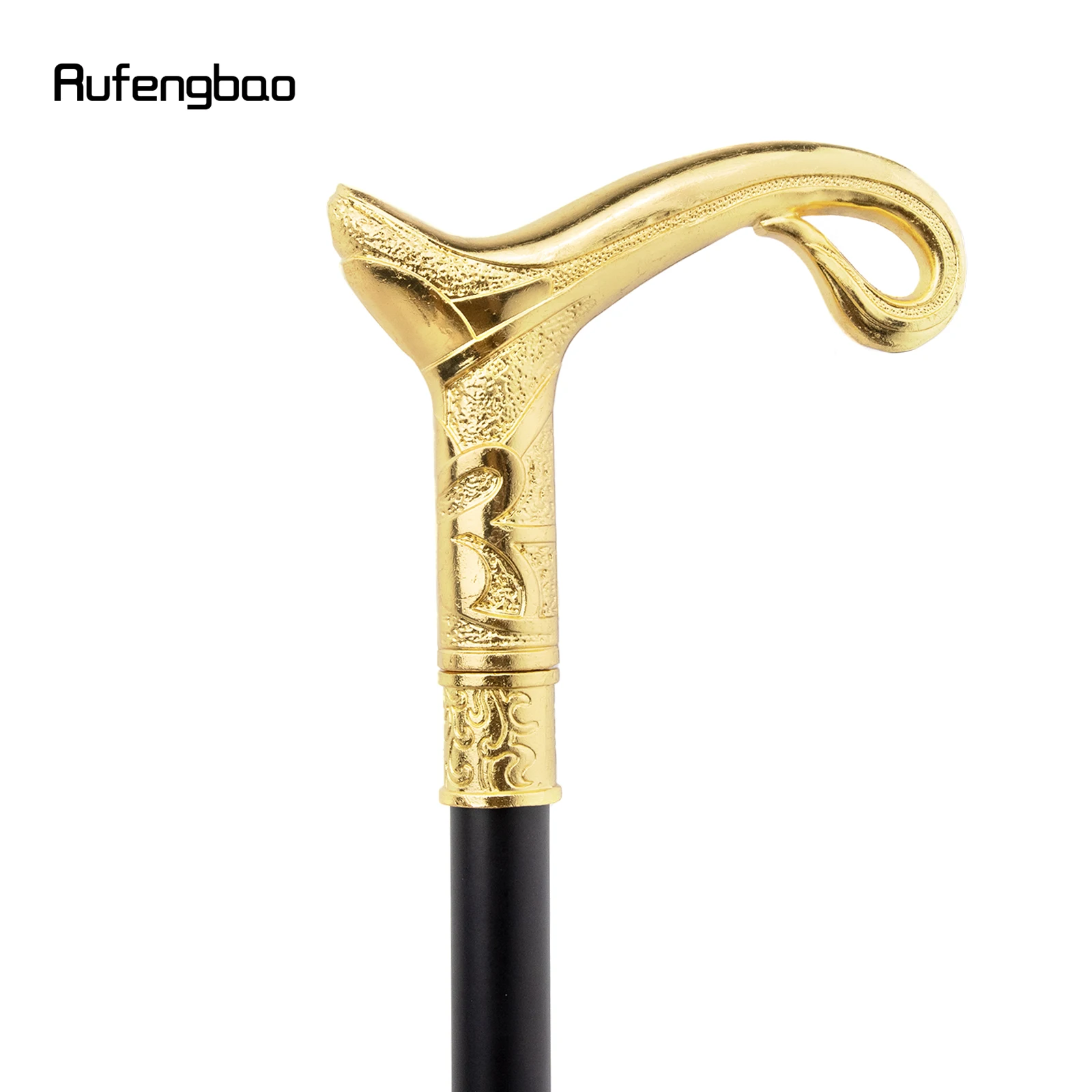 Golden Luxury Curve Line Type Walking Cane Fashion Decorative Walking Stick Gentleman Elegant Cosplay Cane Knob Crosier 93cm