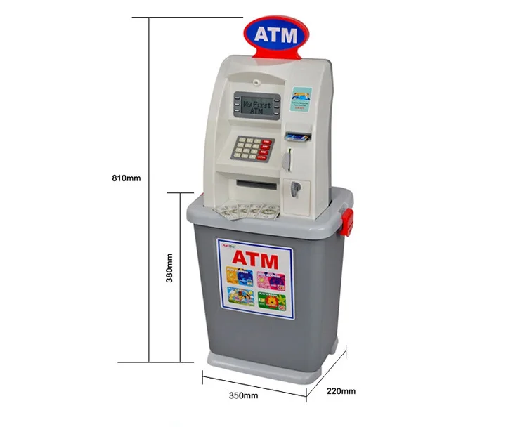 81cm High Quality Children\'s Bank ATM cash machine deposit machine toy play house toys for kids Birthday Christmas Gift