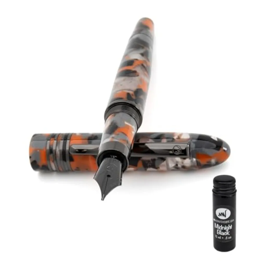 

USA Orange Mountain Fountain Pen Broad Nib with Free 15ml Ink Bottle Luxury Writing Gift from Mountains of the World Collection