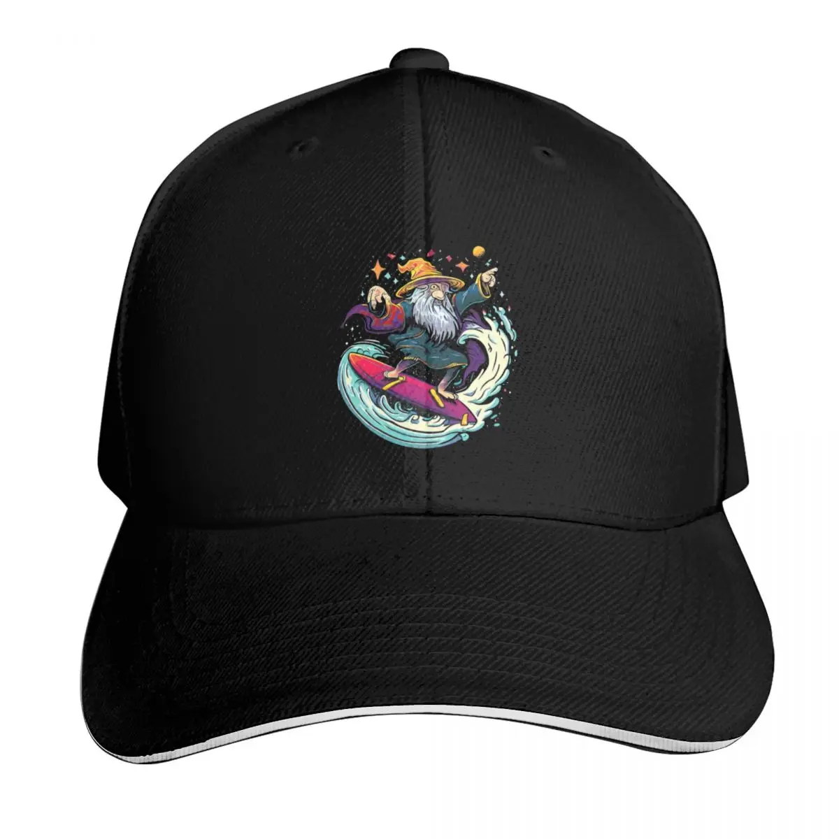 Surfing wizard Baseball Cap Sun Protection UPF 50+ Breathable Mesh Back Adjustable Buckle Closure
