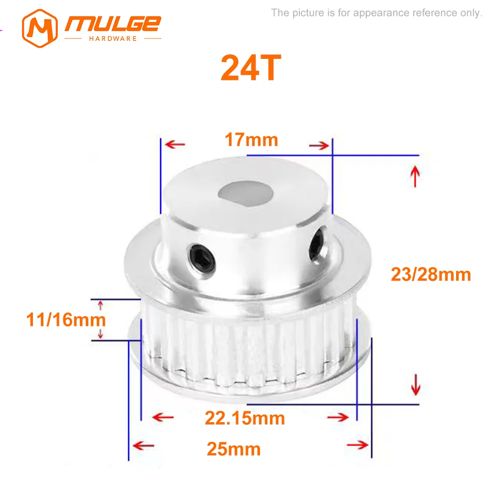 HTD 3M timing pulley D-shaped hole 20T/24T/25T/30Teeth D-hole 5x4.5/6x5.5/8x7/8x7.5/10x9/12x11-15x14mm Slot Width 11/16mm