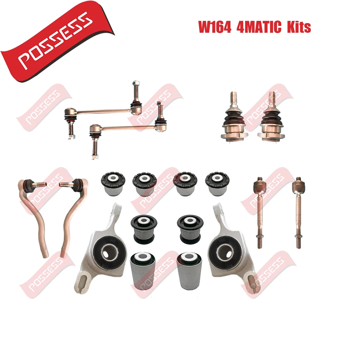18 Pcs Front Suspension Control Arm Bushing Ball Joint Stabilizer Link Tie Rod End Kits For Mercedes-Benz M-Class W164 GL X164