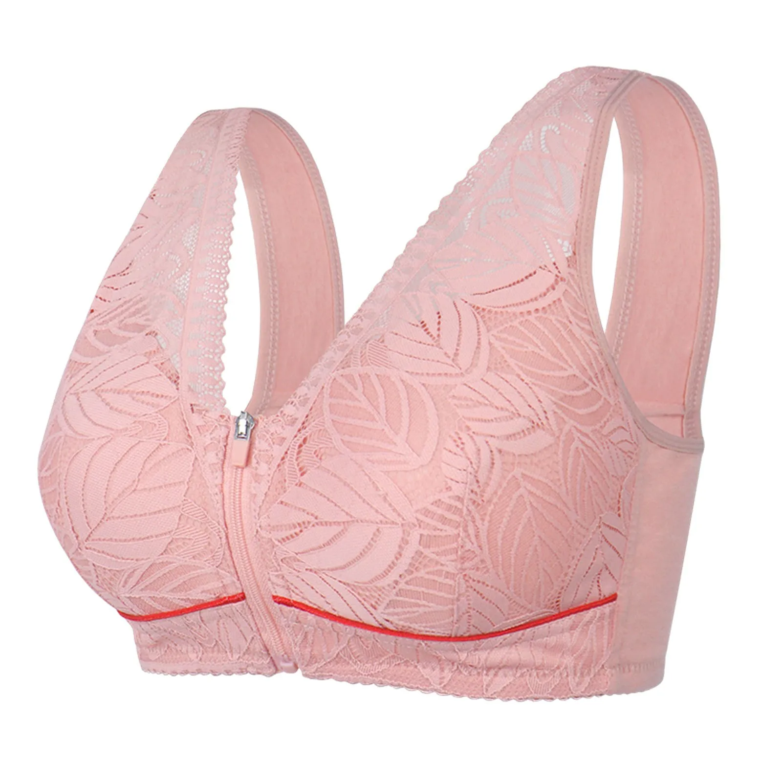 Women Sexy Lace Front Zipper Underwear Without Rims Vest Lace Plus Size Bra High Intensity Sports Bras for Women