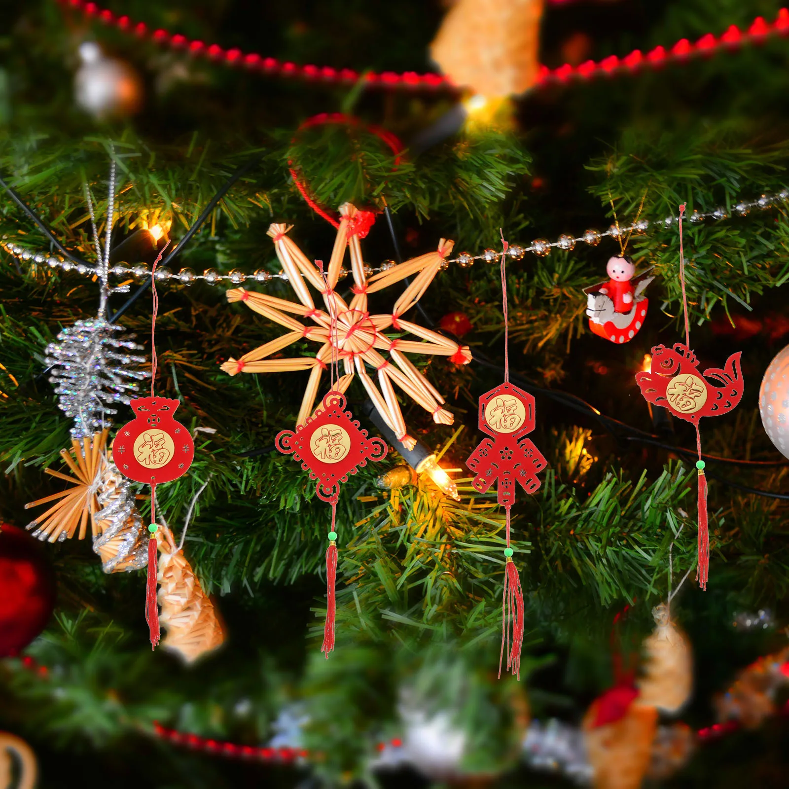 

1Set Bonsai Pendant Chinese Style New Year Hanging Decor Spring Festival Decoration for Indoor Outdoor Party Tree Potted Plant