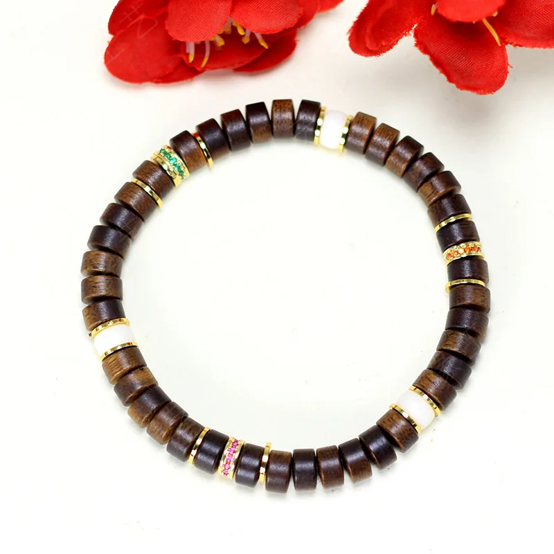 Agarwood wood DIY three-row bracelet, size 7*4, unisex Chinese-style cultural bead string prayer beads 3