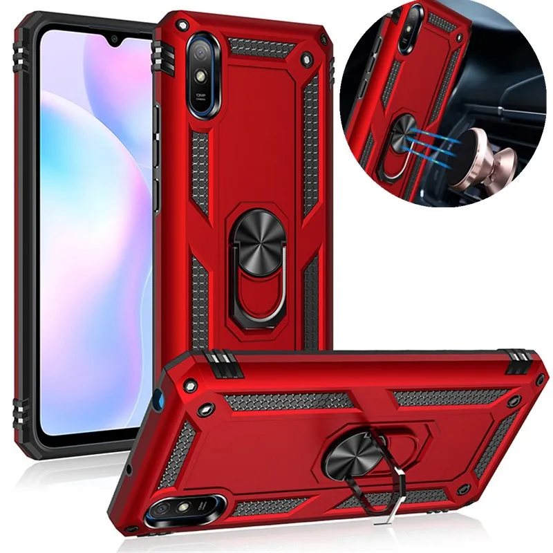 For Xiaomi Redmi 9 9A 9AT 9C 9T 10 10A 10C Shockproof Armor Phone Case for Redmi 9 Power 10 Prime Ring Stand Bumper Back Cover