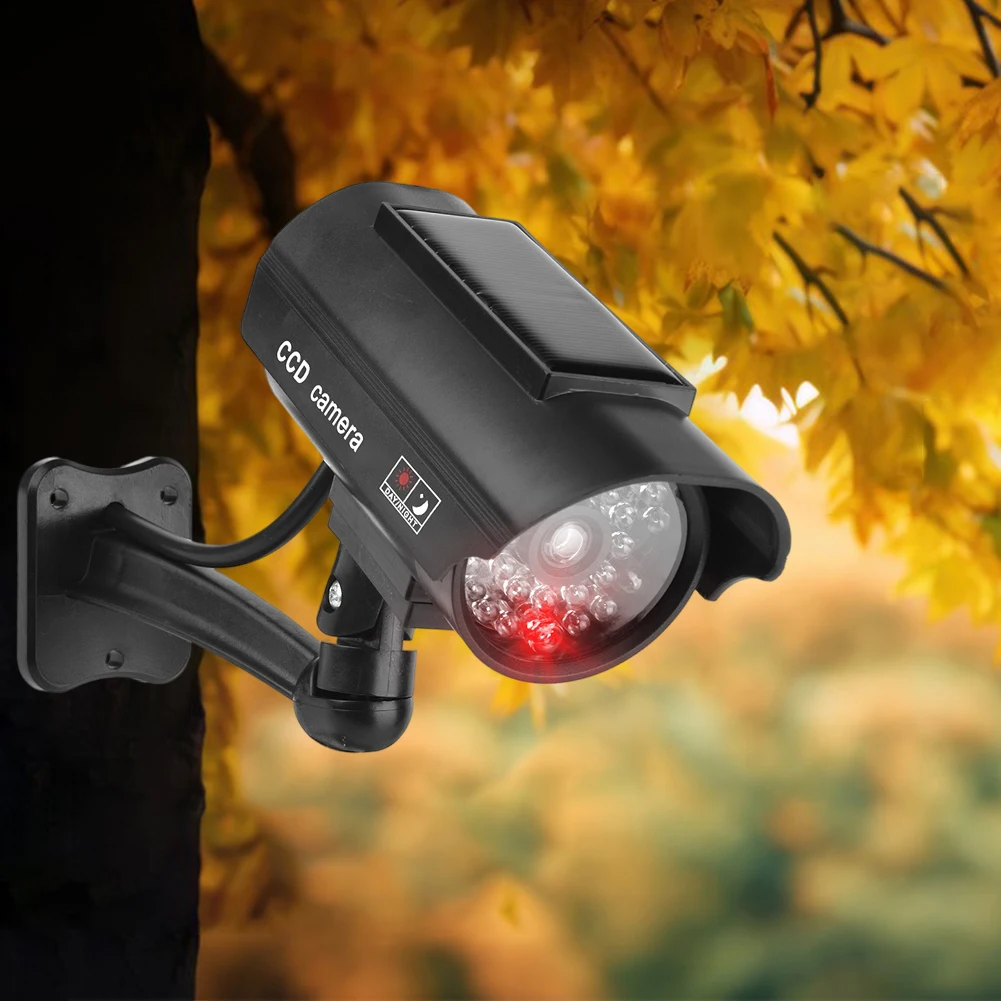 Realistic Dummy Surveillance Camera with Flashing Red LED Light for Indoor and Outdoor Security Deterrent Use