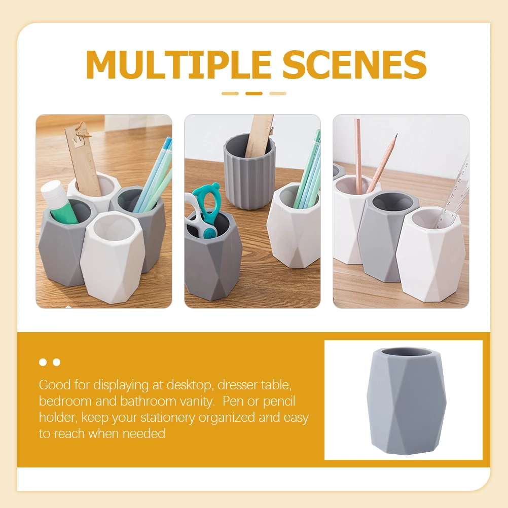 

2Pcs Geometric Silicone Pen Cup Multi-Functional Makeup Organizer Brush Holder Pencil Storage Design