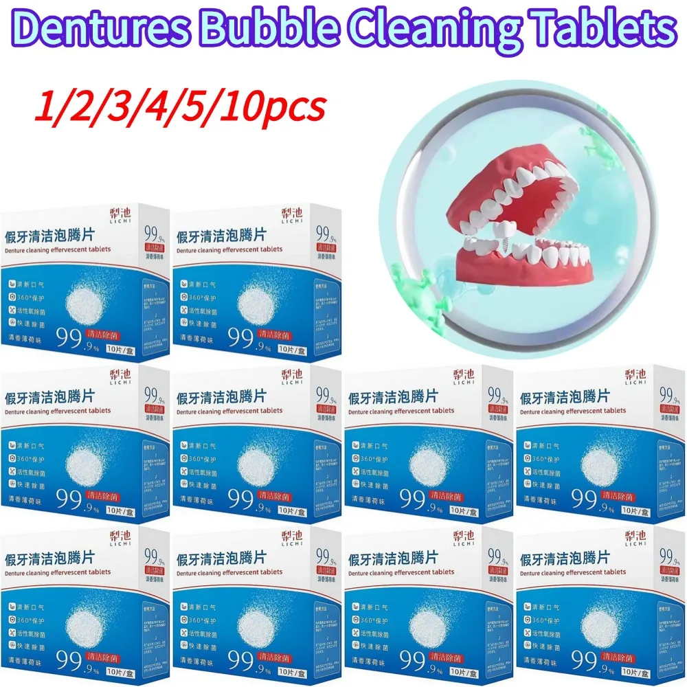 Dentures Bubble Cleaning Tablets Orthodontic Invisible Braces Cleaning Tablets Non Abrasive Formula Dissolve Fast Soak Cleansing