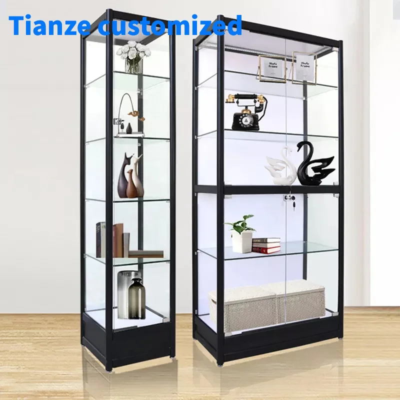 

（customized）Cheap Price FullAluminum Frame Glass Vitrine Wall Display Showcase Cabinet with Led Light Retail Store