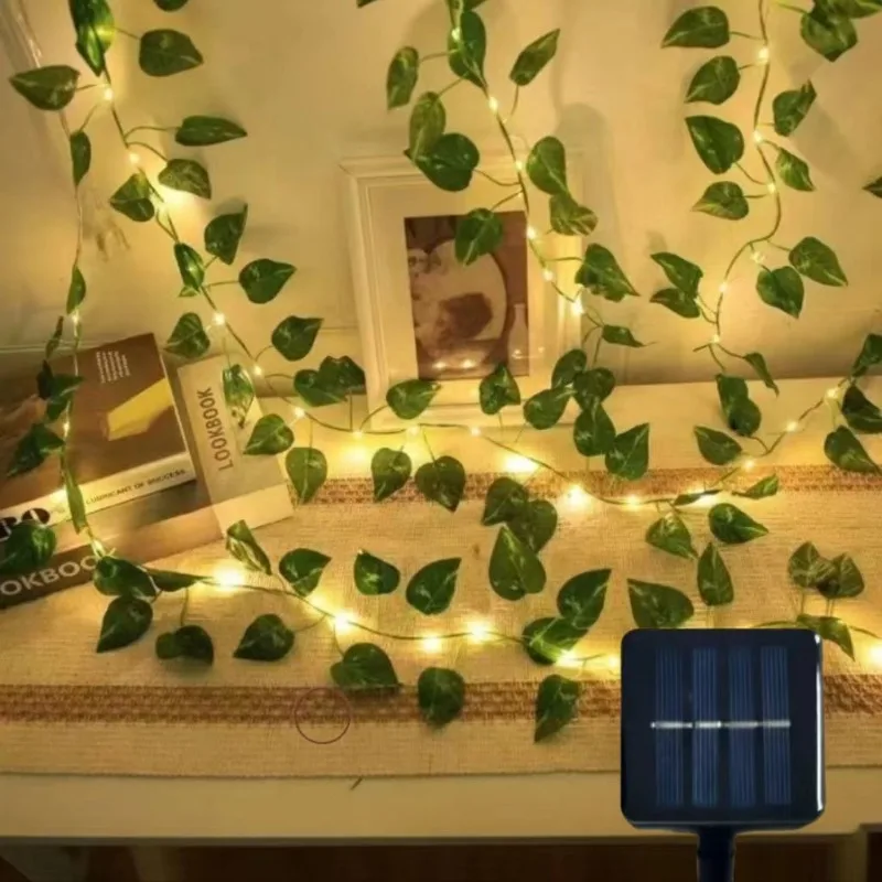 

Новинка 2025 года, гирлянды Pothos Vine на солнечной энергии, 50/100/150, светодиодные зеленые гирлянды, свадебные, рождественские, домашний декор стен
