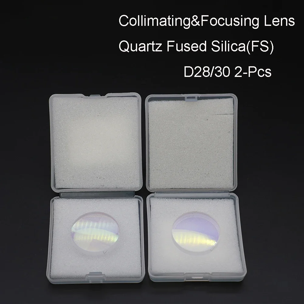 

HAOJIAYI 2pcs Fiber Laser Collimating Lens D28 30mm Quartz Focus Lens 1064nm For WSX Bodor BT240S Laser Cutting Machine