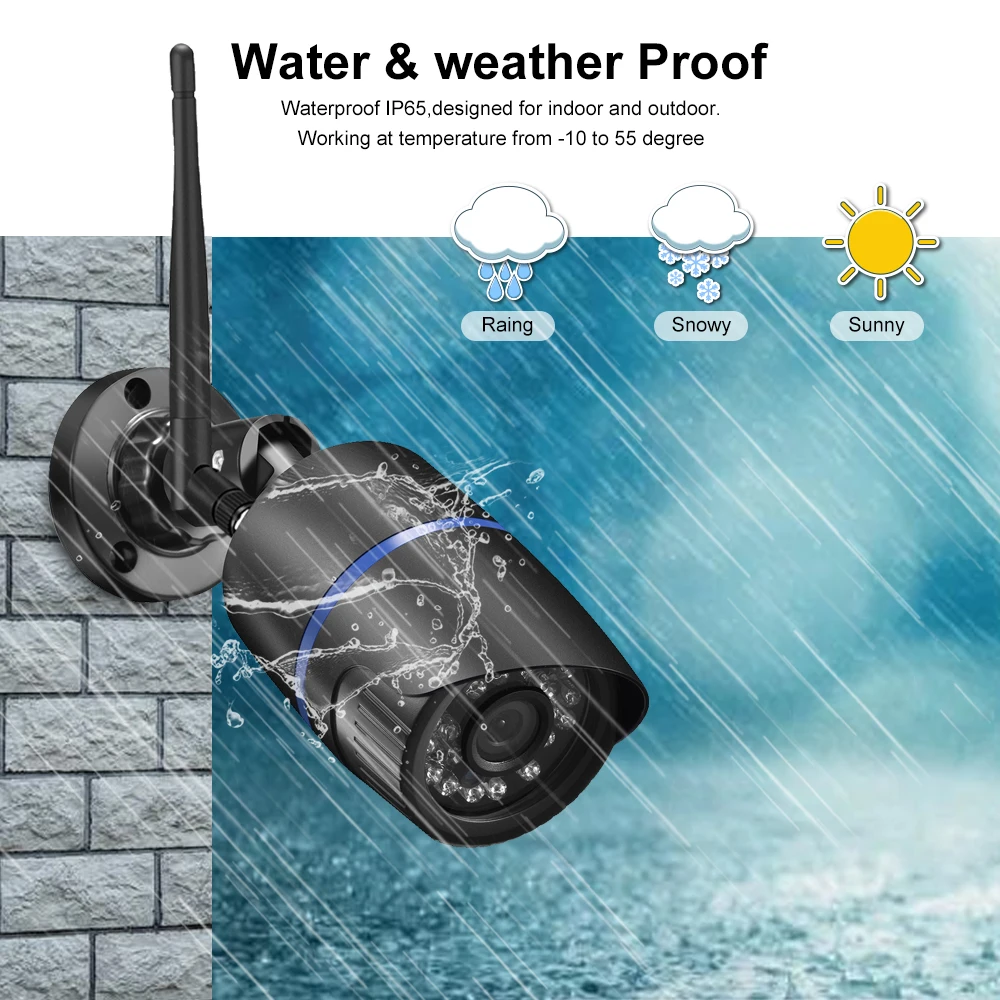 AZISHN Outdoor Wireless Waterproof SD Card 5MP WiFi Bullet IP Network Surveillance Camera