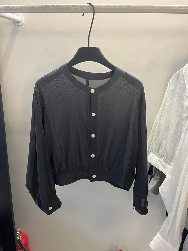 

Summer Sle Women's Sun Protection Cotton Linen irt Thin ort Outerwear Cardigan Korean Version Loose Fit round Ne Butt...