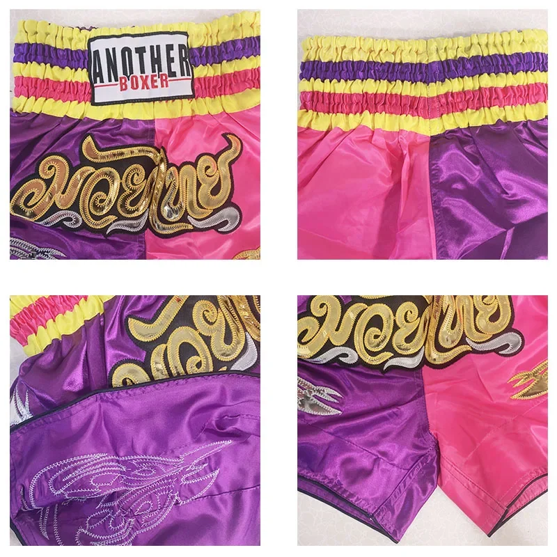 Kids Men Women Muay Thai Boxing Shorts MMA Embroidery Sports Fitness Fighting Kickboxing Short Pants Sanda Martial Arts Boxeo