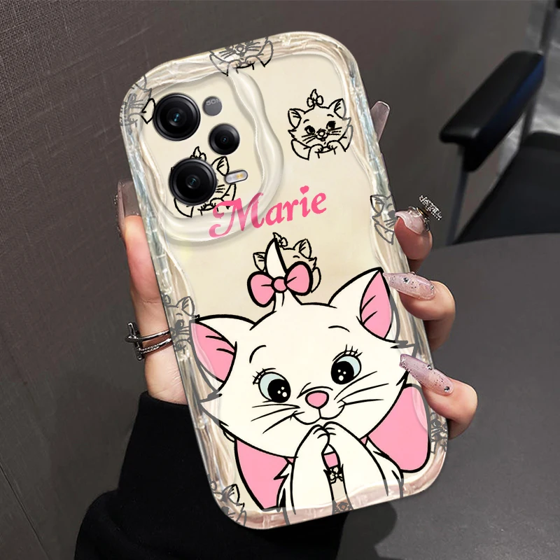 Disney Marie Cat Wave Oil Transparent Cover For Xiaomi Redmi Note 13 12 12S 11S 10A 10 9 8 A1 A2 Pro Plus Phone Case