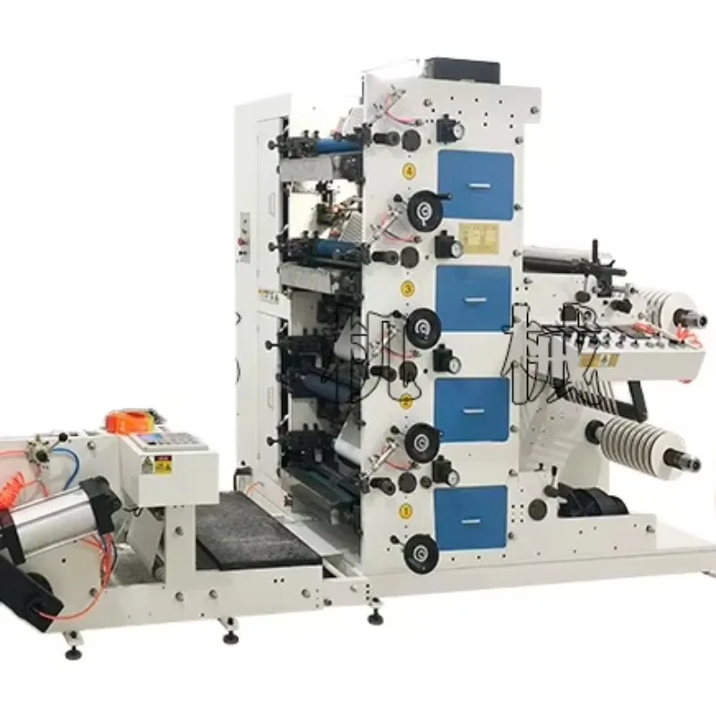 Automatic 4-Color Flexo Stack Structure Paper Cup Label Printer for Paper Bag New 120m/min Android Control