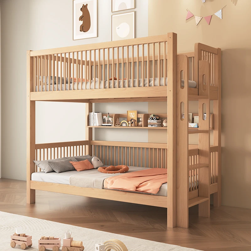 

Beech upper and lower bunk beds, all solid wood thickened and thickened, siblings do not interfere with each other,