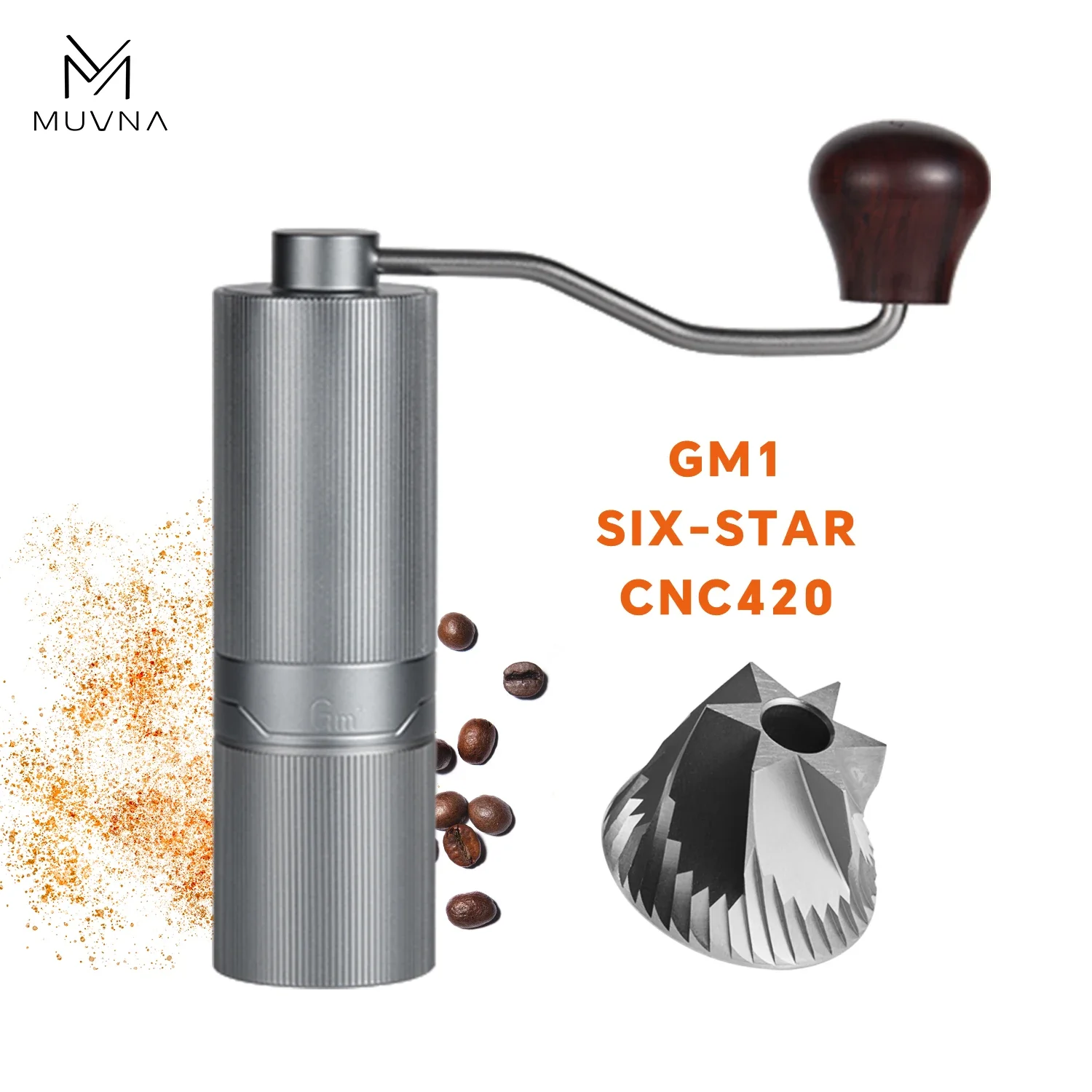 NIEUWE MUVNA GM1 handmatige espressomolen, koffiebonenmolen, 420 roestvrij staal, verstelbare 6-sterren conische maalschijven.