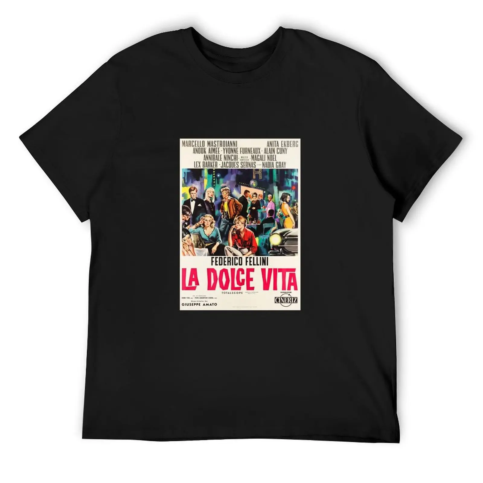 Federico Fellini La Dolce Vita T-Shirt Short sleeve tee vintage t shirts anime clothes men tshirt