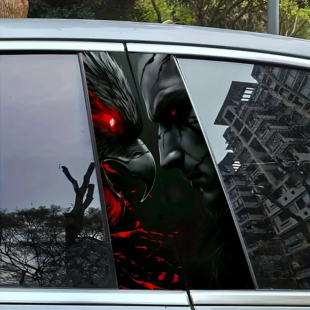 

2pcsWaterproof Sunscreen Car B-pillar Sticker Vinyl Material Easy to Attach and Waterproof Single Use Warrior and Falcon Pattern