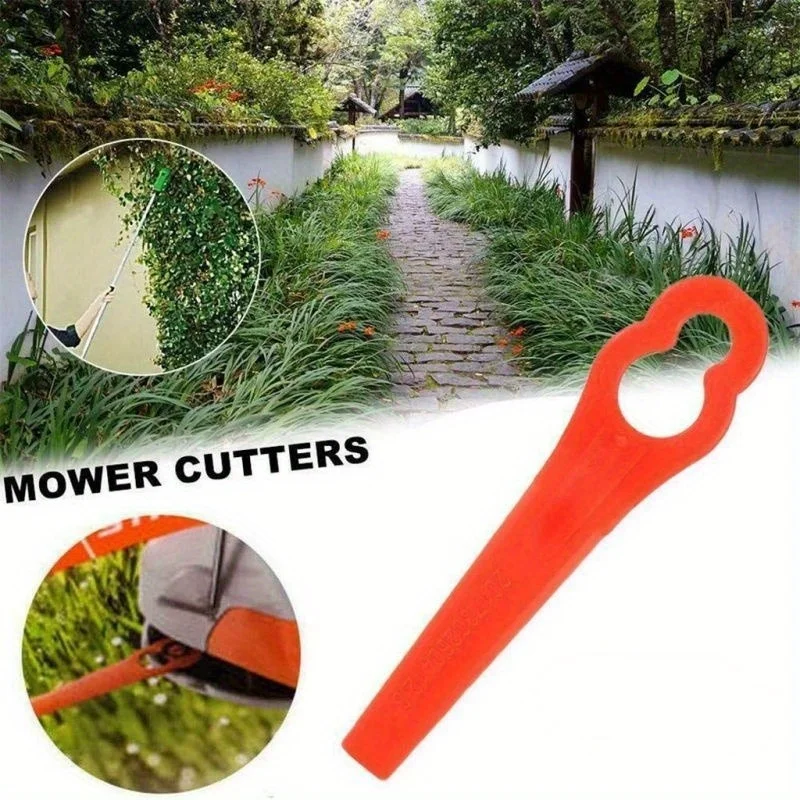 30Pcs Gardening Plastic Lawnmower Mower Cutting Blade 12*7mm Hole Diameter Trimmer Knife Accessories