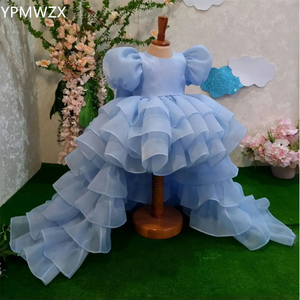 

Customized Prom Gown Formal Women YPMWZX Scoop Neckline Ball Hi-Lo Length Skirts Draped Flower Girl Dresses Evening Dress P