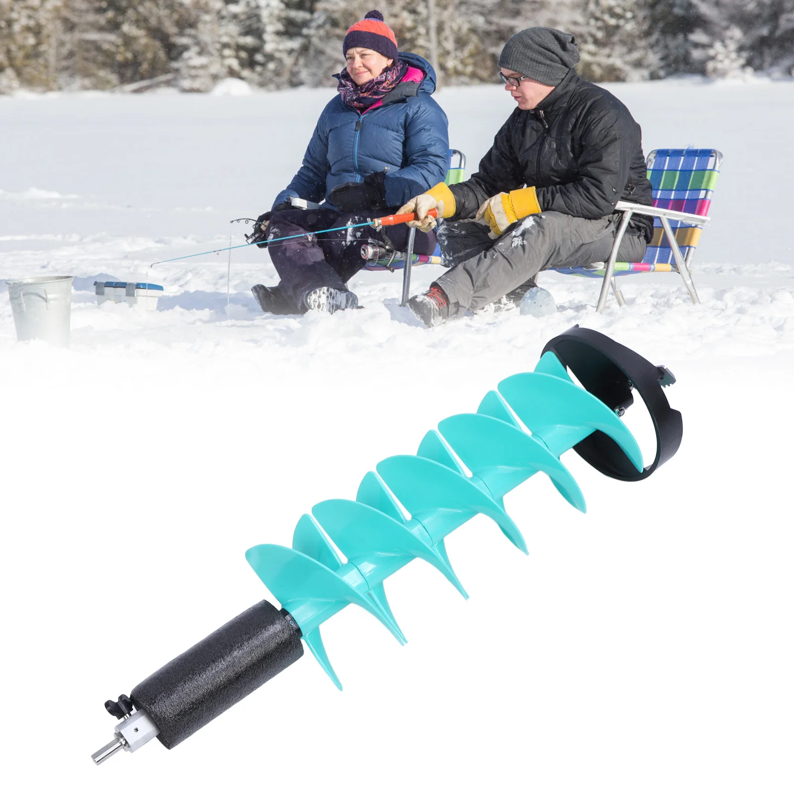 28.7 In Ice Auger Drill Bit 8 Inch Diameter 28.7 Inch Length Floatable Carbide Nylon Ice Fishing Drill Bit