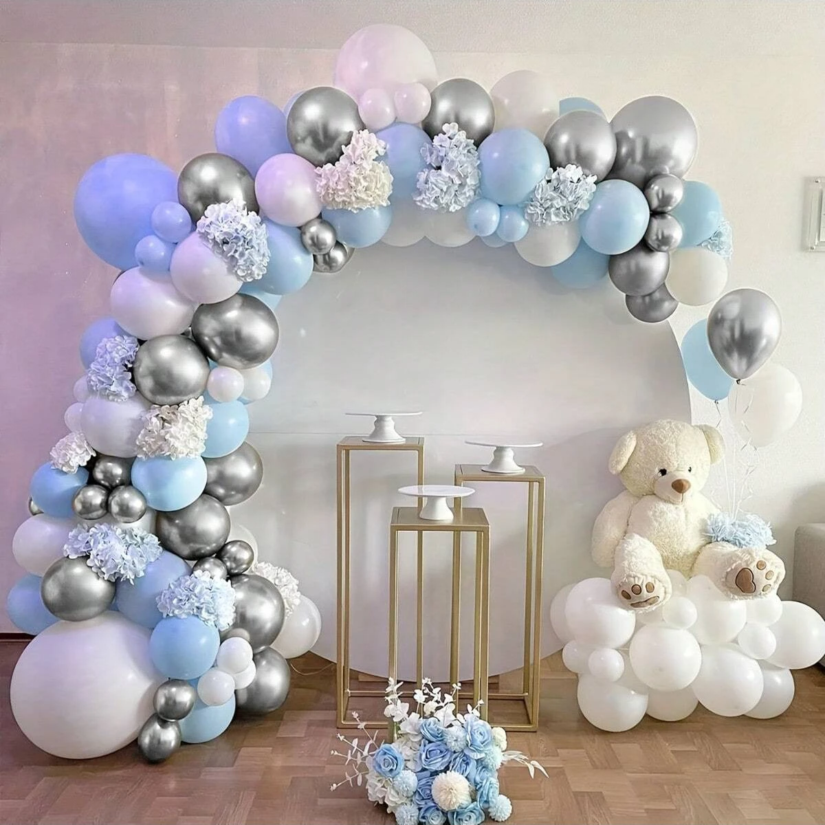 109pcs Blue And White Balloon Arch Set Birthday Bridal Gift Party Wedding Winter Shower Decoration