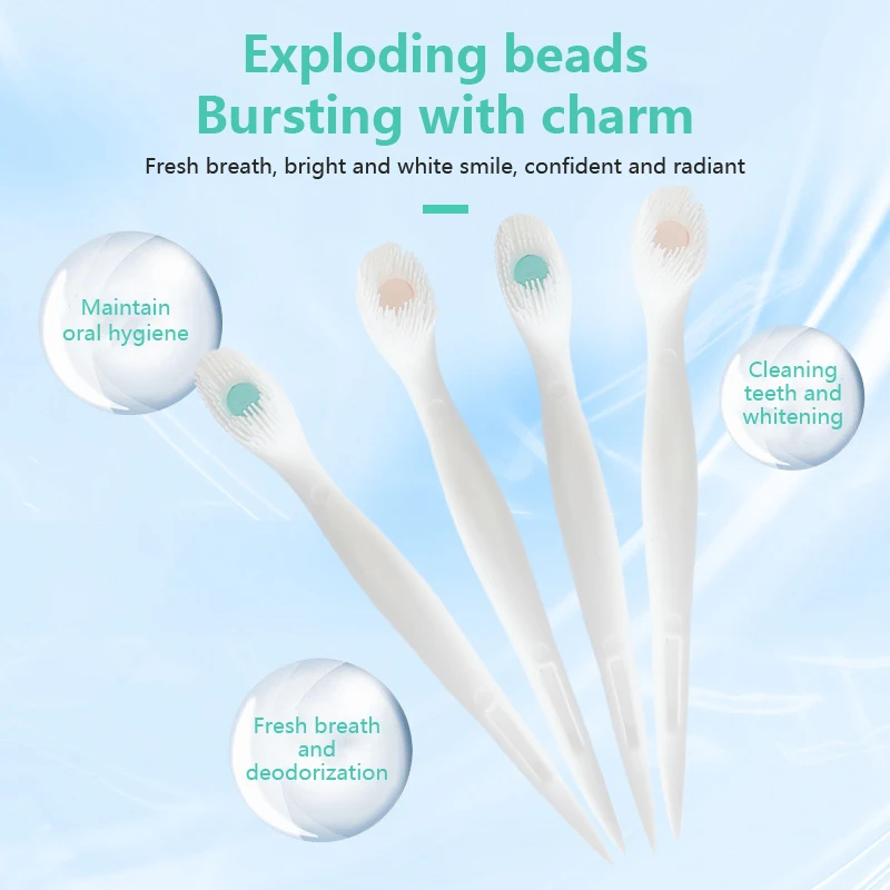 20pcs Double-Headed Toothbrush Soft Bristles Portable Disposable Toothbrush Silicone Toothbrush Oral Hygiene Cleaning Tools