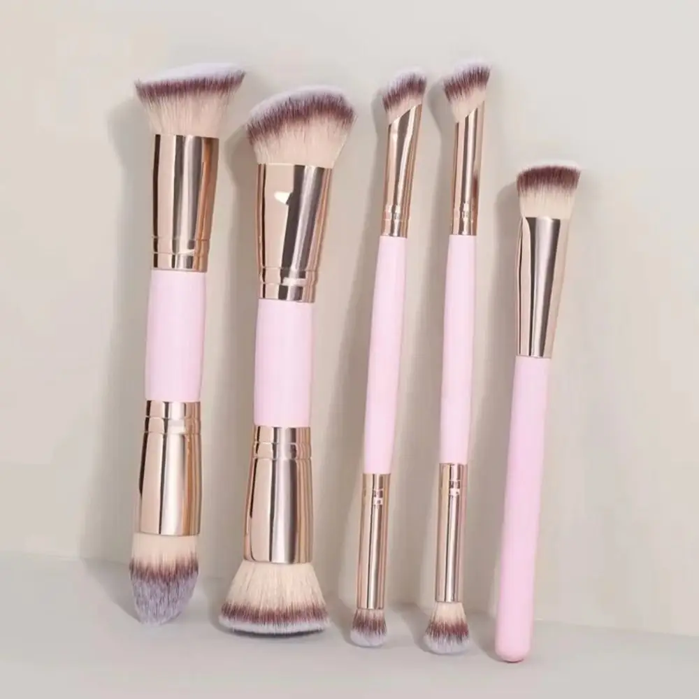 2/4/5Pcs Flat Top Dual-ended Makeup Brushes Angled Top Multi-Functional Foundation Brush Set Double-Ended Soft Bristle