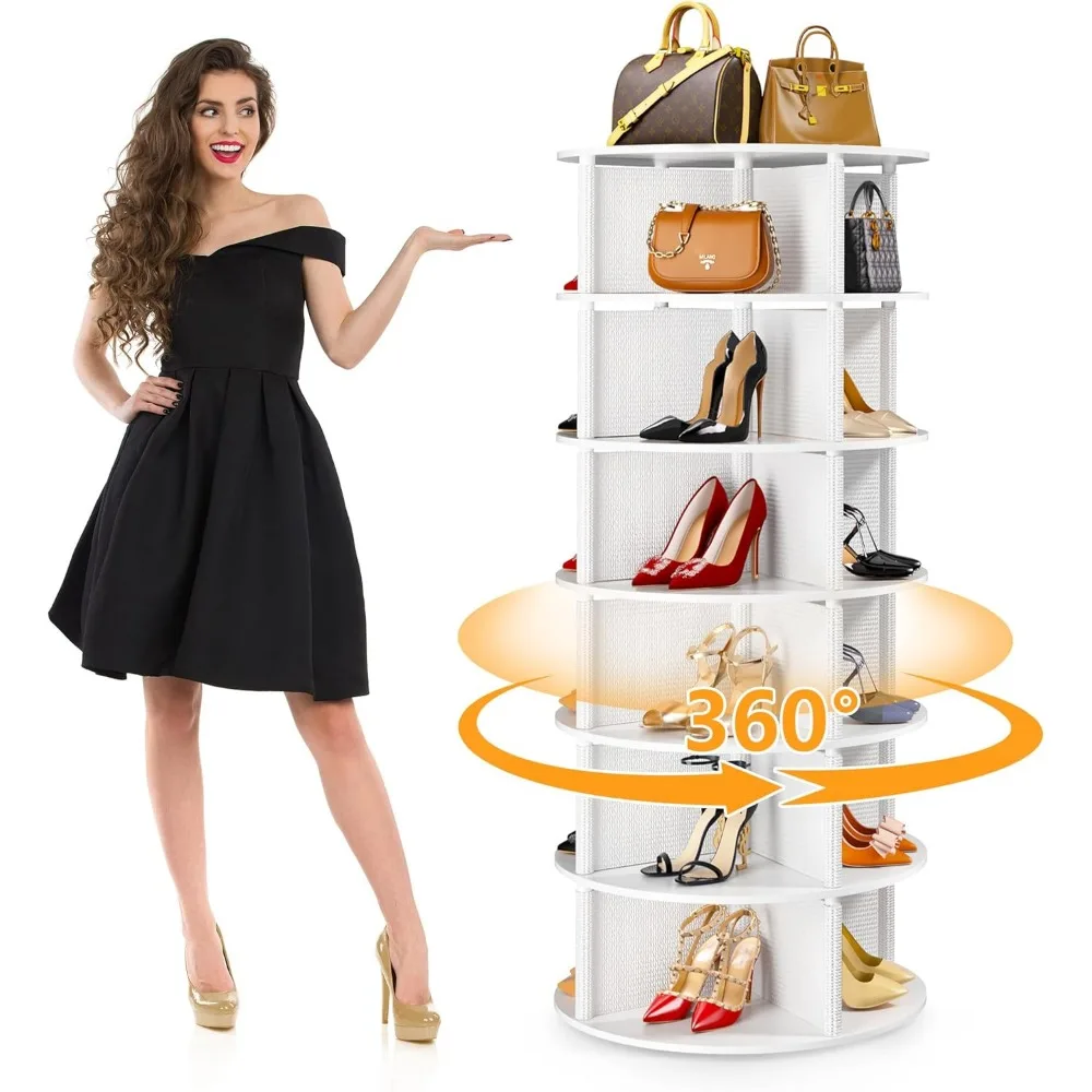 

Rotating Shoe Rack Spinning Shoe Rack Tower,360°Rotating Shoe Organizer for Closet, Round Display Carousel,Shoe Rack 6 Tier